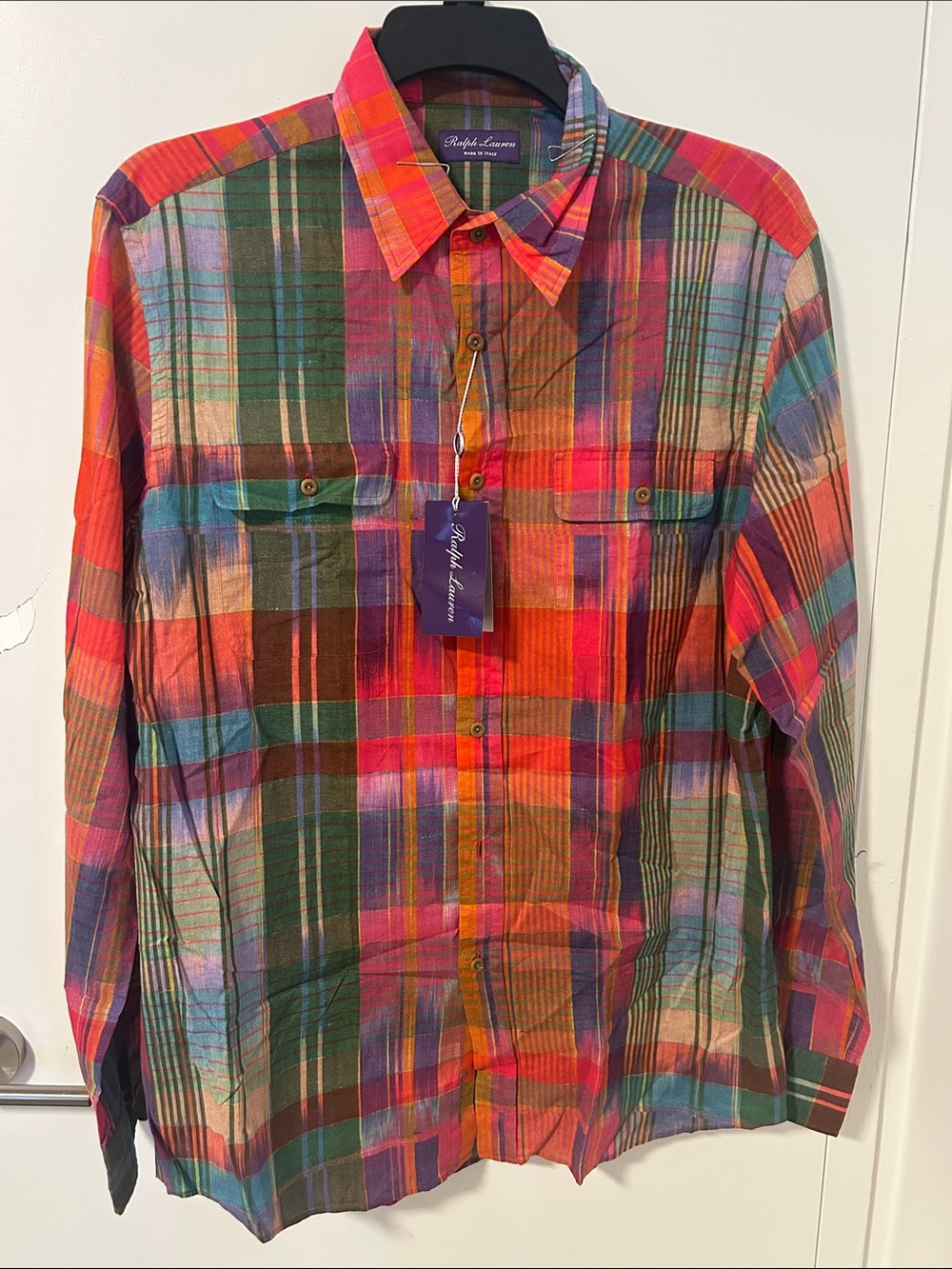 Ralph Lauren Purple Label Multicolor Plaid Cotton Button-Down Shirt